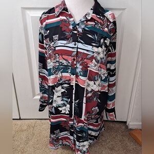 Simply Emma Floral & Paisley Print Blouse  Size 2X